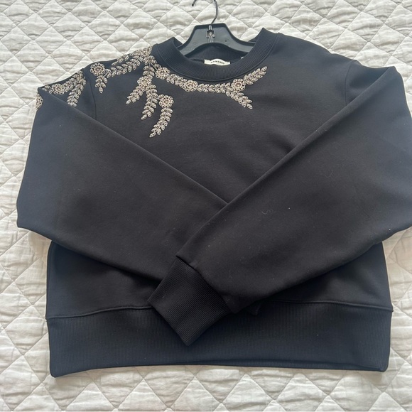 Sandro Rhinestone Embellished Sweatshirt in Black - Picture 10 of 16